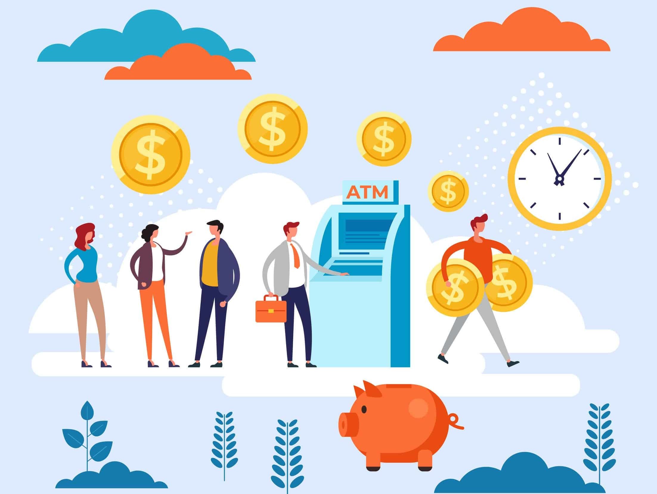 people waiting in line for coupons double your sales with coupons animated